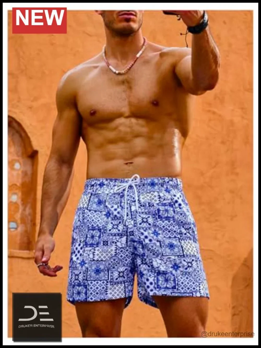 Men's Floral Swim Trunks with Pocket Hawaiian Beach Shorts